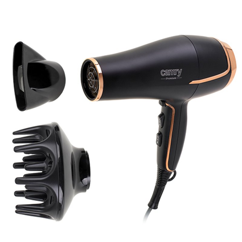 CAMRY CR 2255 Hair Dryer with Diffuser and Styling Nozzle 2200W - Black