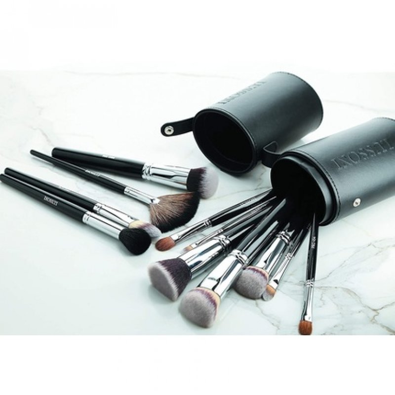 T4B LUSSONI Makeup Brush Holder and Case Eco-Friendly Leather Black