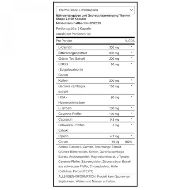 ActivLab Thermo Shape 2.0 Fat Reducer 180 Capsules