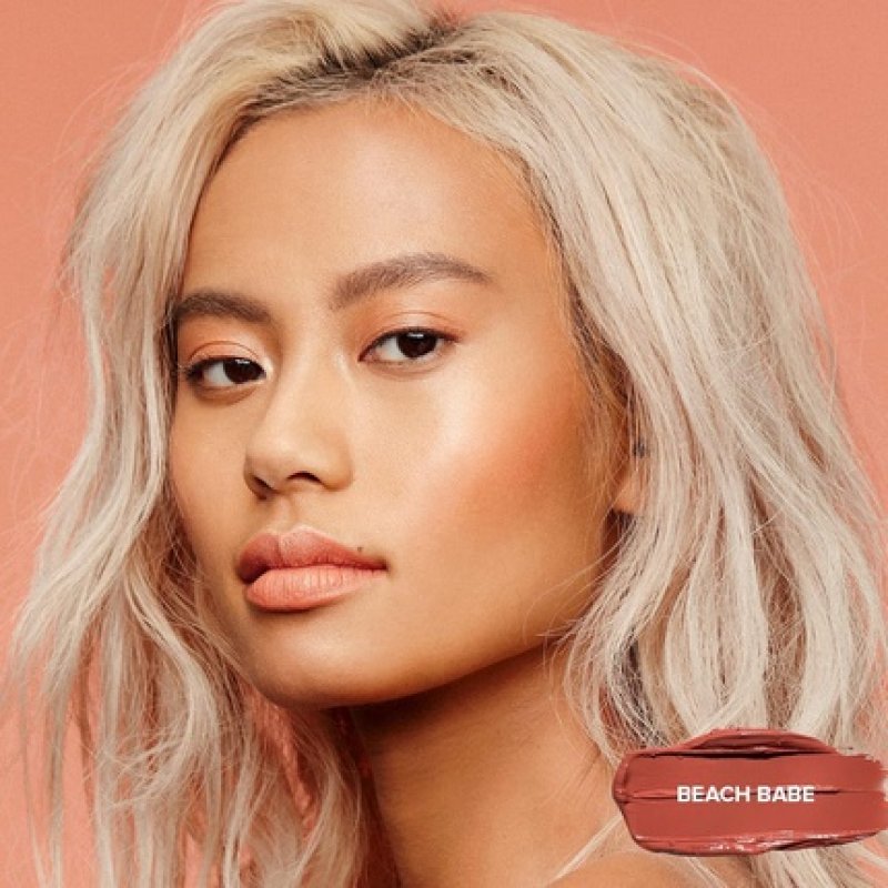 Nudestix Nudies Matte Cream Bronzer 3-in-1 All Over Face Color for Face, Eyes, and Lips with Blending Brush Beach Babe