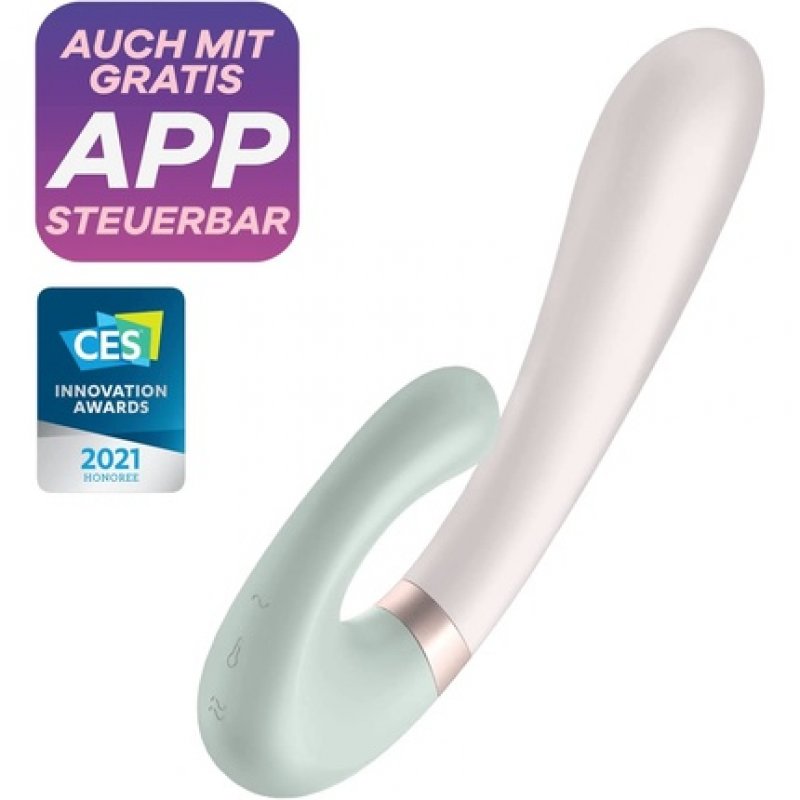 Satisfyer Bluetooth Rabbit Heat Wave Connect App 20cm with App Control and 2 Motors - Mint