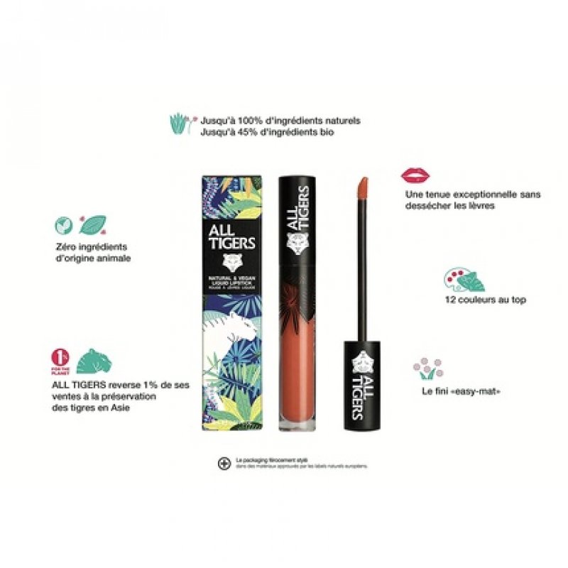 ALL TIGERS Dear to Stand Liquid Lipstick Matt Vegan and Natural Long Lasting Peach Color 682 - Petroleum-Free Lipstick