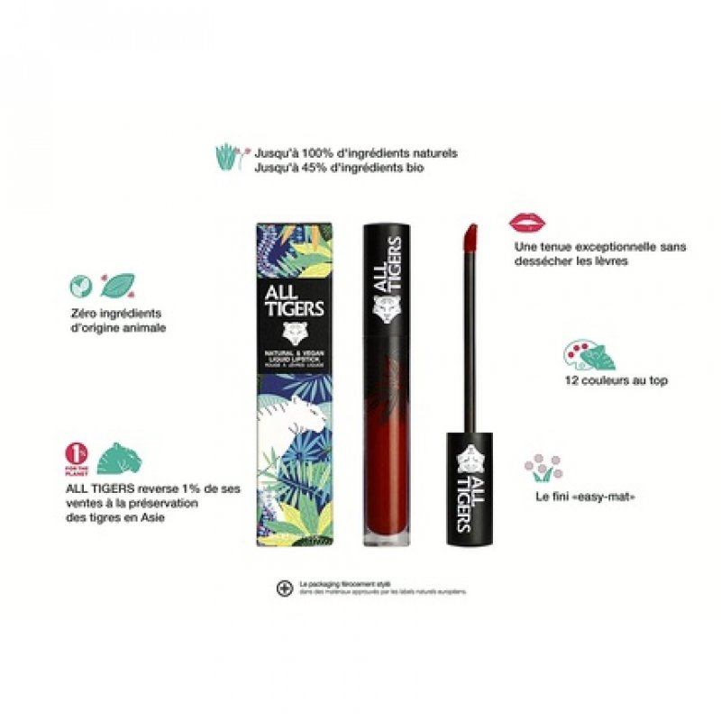 ALL TIGERS Liquid Lipstick Matt Vegan and Natural Long Lasting Reddish Brown Command Respect 889 - Petroleum-Free