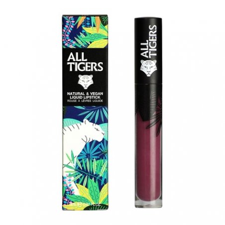 ALL TIGERS Feel The Power 980 Matt Vegan and Natural Liquid Lipstick - Long Lasting - Violet Color - Petroleum-Free