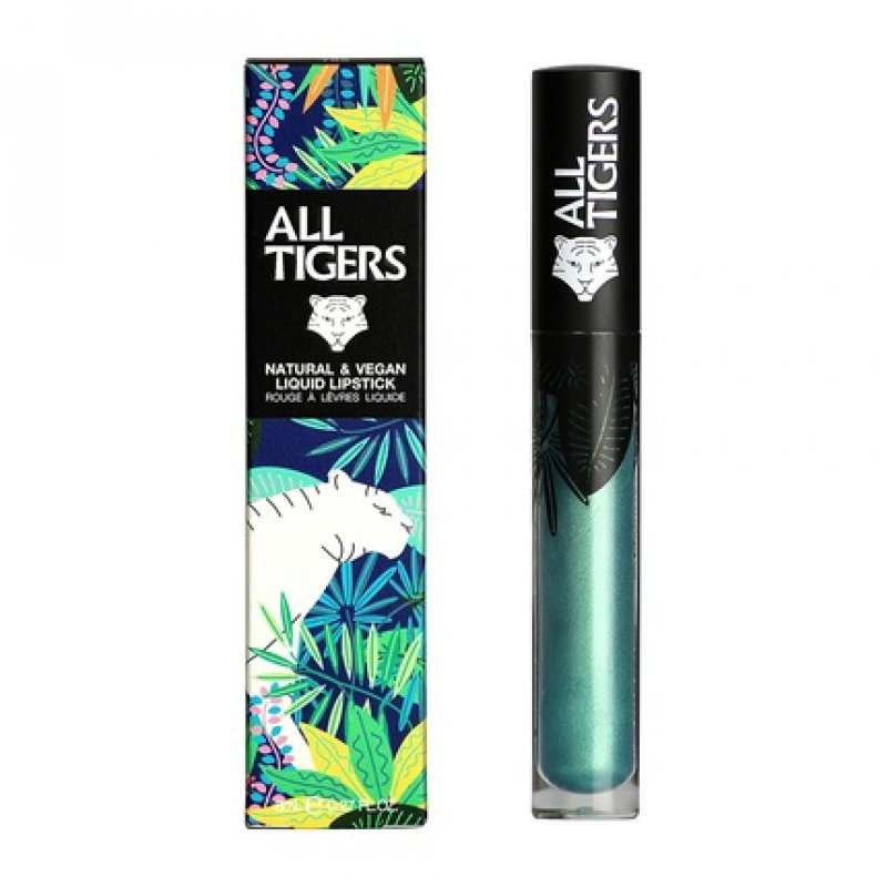 ALL TIGERS Steal The Show Metallic Green Liquid Lipstick - Long Lasting, Matt, Vegan & Natural - 989 - With Bio