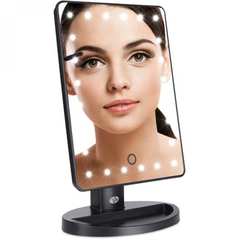 Rio Beauty Makeup Mirror with 24 Dimmable LEDs Black 6x6x25cm