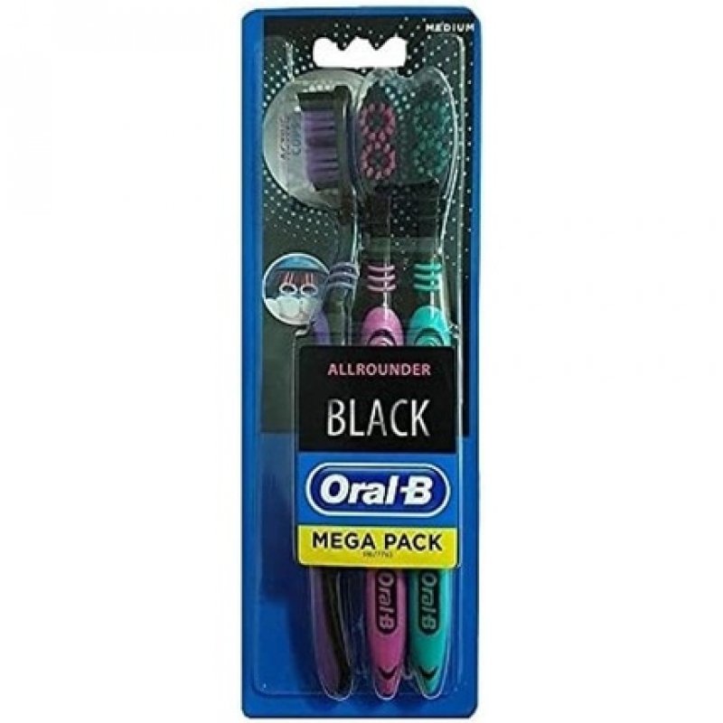 Oral-B Allrounder Black Medium Manual Toothbrushes 3 Count