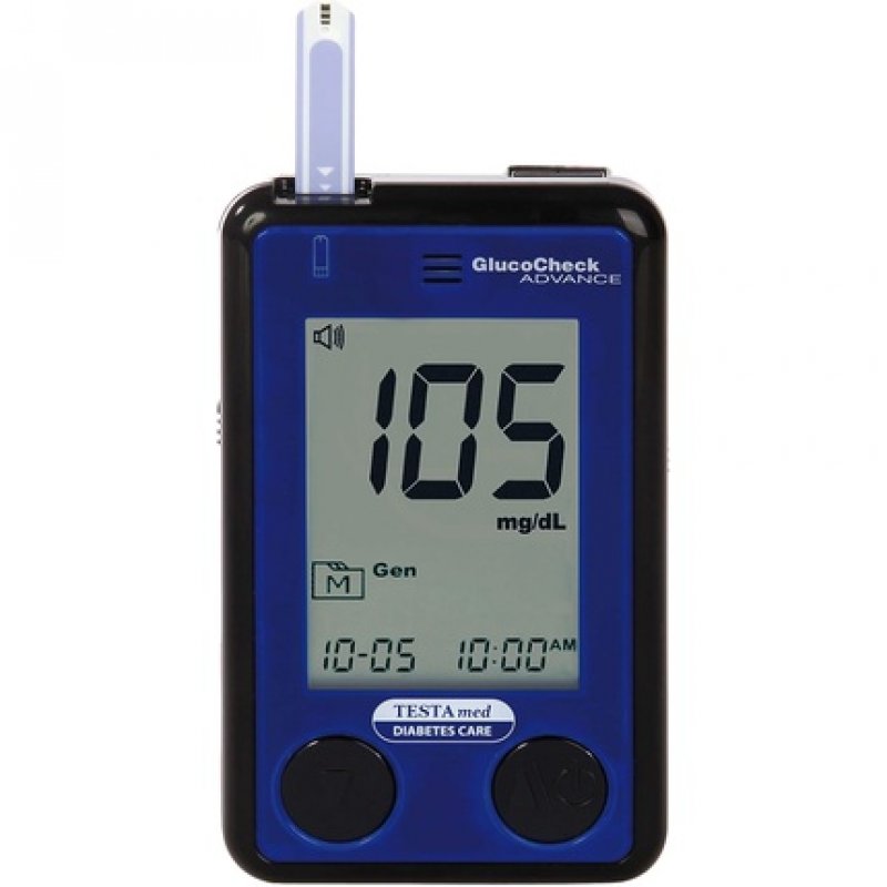 TESTAmed Glucocheck Advance Blood Glucose Meter with Test Strips and Lancet Device - Optional Voice Output