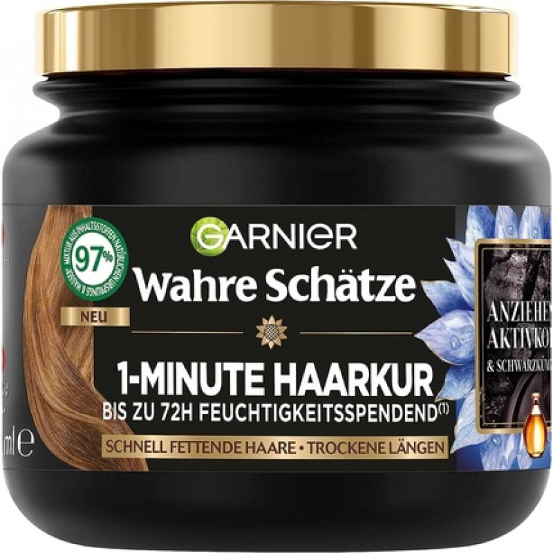 Garnier True Treasures Balancing Hair Mask with Activated Carbon and Black Cumin Oil