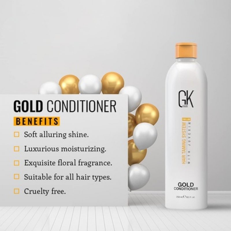 GK HAIR Global Keratin Gold Conditioner 8.5 Fl Oz/250ml Hair Moisturizing Shine and Protection With Argan Oil Shea