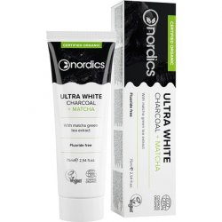 Nordics Organic Care Ultra White Whitening Bio Toothpaste with Activated Charcoal and Matcha