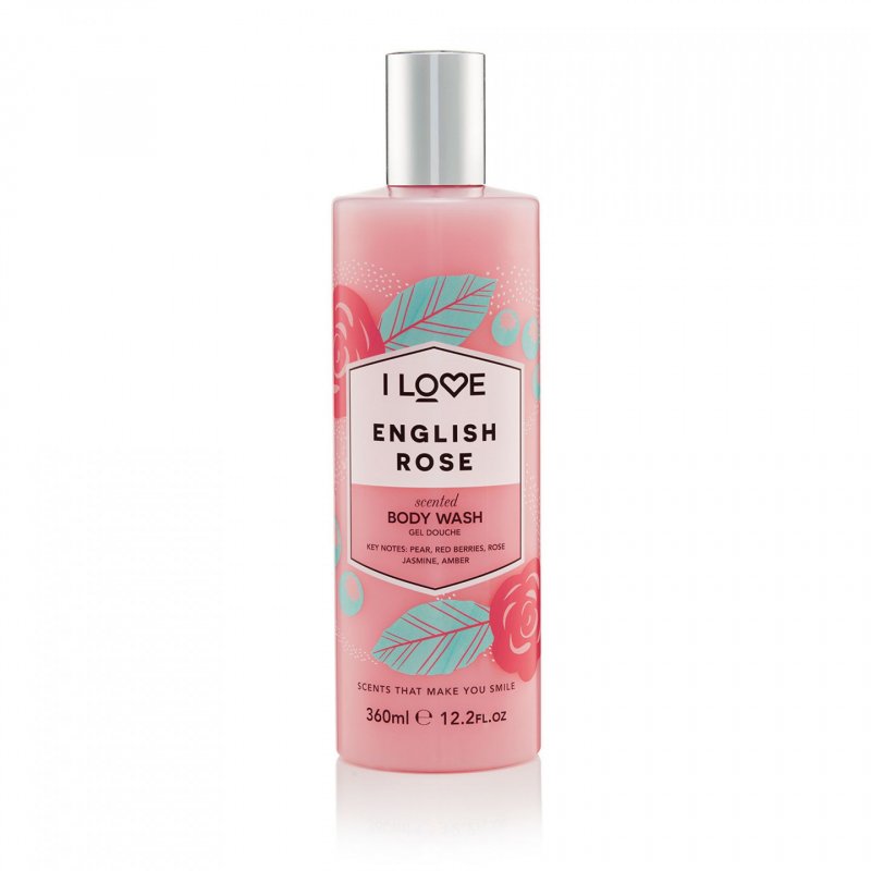 I LOVE English Rose 360 ml Gel douche Corps Ambre, Jasmin, Poire, Rose