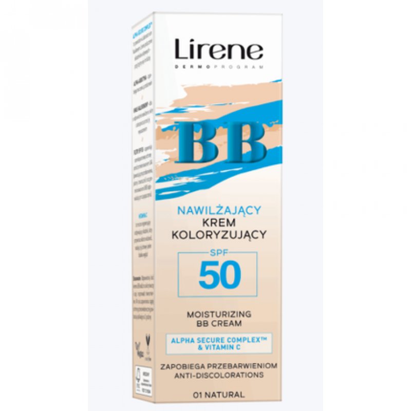 Lirene Moisturizing BB Cream with SPF50 Vitamin C and Hyaluronic Acid Natural 30ml