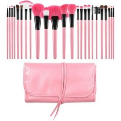 T4B MIMO Set of 24 Makeup Brushes with Brush Case (Pink)