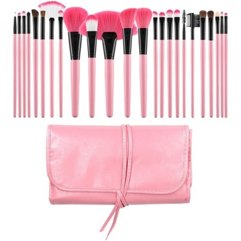 T4B MIMO Set of 24 Makeup Brushes with Brush Case (Pink)