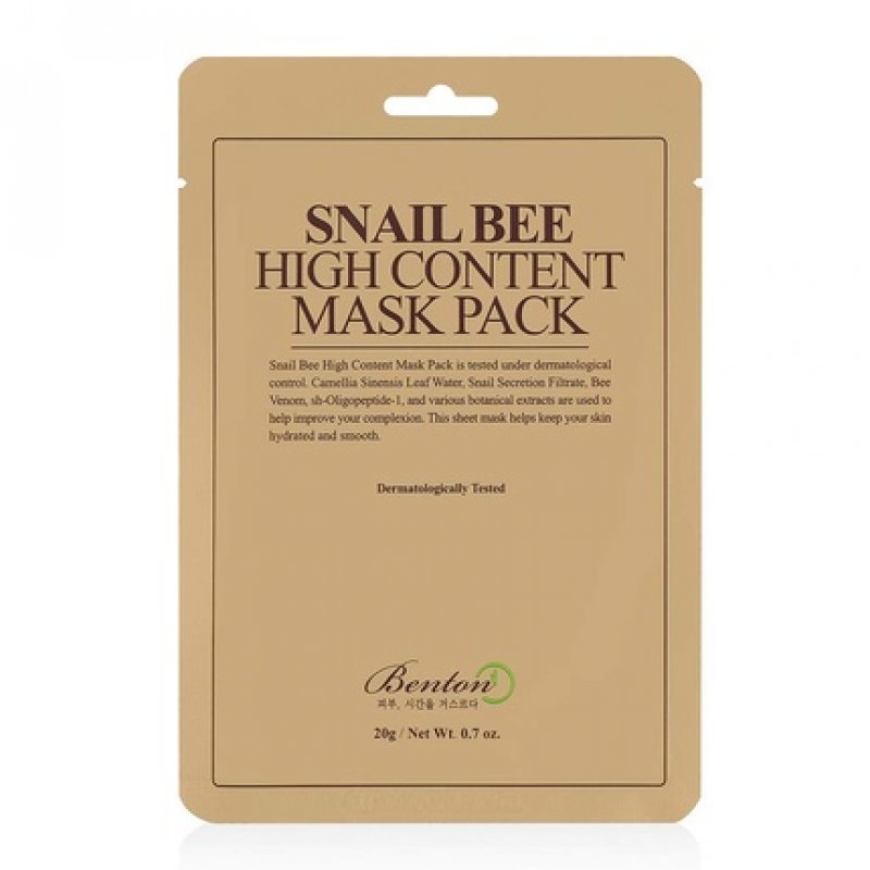 BENTON Snail Bee High Content Mask Pack 20g 10 Sheets - Skin Soothing & Hydrating Facial Mask Sheet