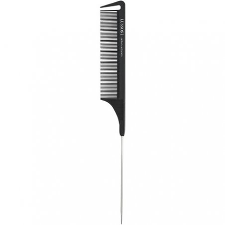 T4B Lussoni Pin Tail Comb Anti-Static and Shatterproof Carbon Handle Comb with Fine Tines and Separating Tooth 306