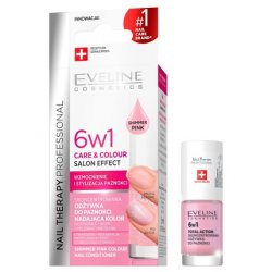 EVELINE Nail Therapy KRISTALLKLAR 6in1 Shimmer Pink