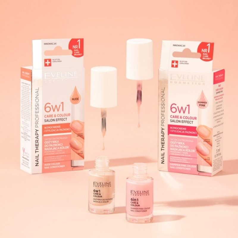 EVELINE Nail Therapy KRISTALLKLAR 6in1 Shimmer Pink