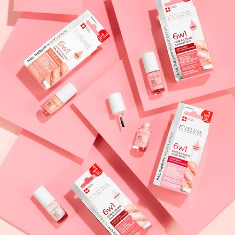 EVELINE Nail Therapy KRISTALLKLAR 6in1 Shimmer Pink