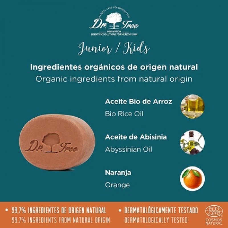Dr. Tree Organic Junior Solid Shower Gel for Sensitive Skin 75g