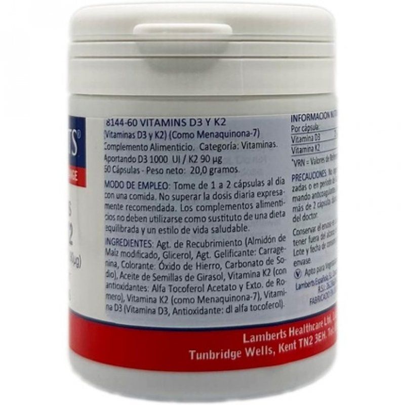 STOCKJBE12 - Lamberts Vitamins D3 and K2 60 Capsules