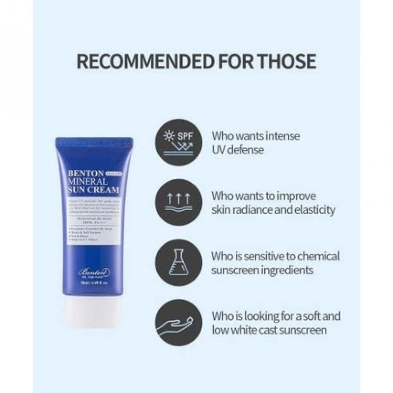 Benton SKIN FIT MINERAL SUN CREAM SPF50 /PA 1.7 fl oz/50ML Sunscreen