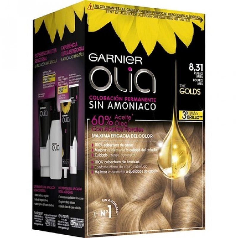 Garnier Olia Permanent Hair Color Without Ammonia with Natural Flower Oils - 8.31 Honey Blonde