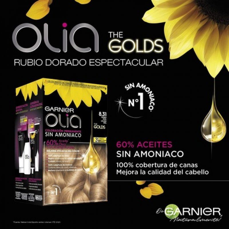 Garnier Olia Permanent Hair Color Without Ammonia with Natural Flower Oils - 8.31 Honey Blonde