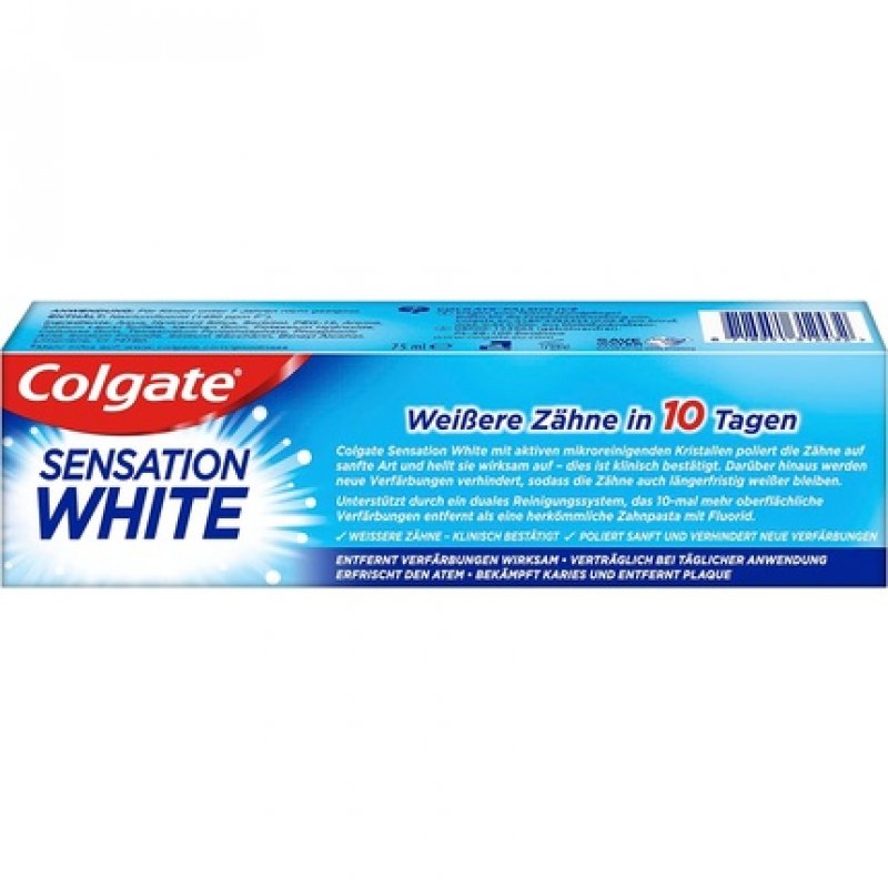 Colgate Sensation White Toothpaste 75ml - Gentle Removal of Surface Stains - Teeth Whitening for Long-lasting White