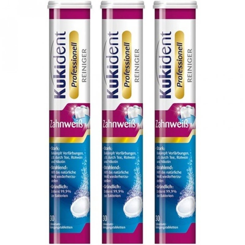 Kukident Professional Teeth Whitening Tabs 30 Denture Cleaning Tablets for Dentures