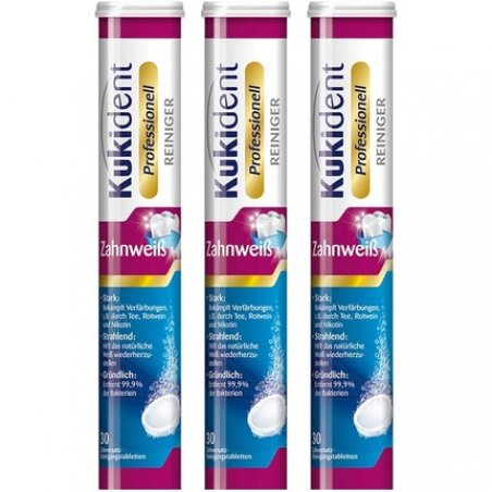 Kukident Professional Teeth Whitening Tabs 30 Denture Cleaning Tablets for Dentures