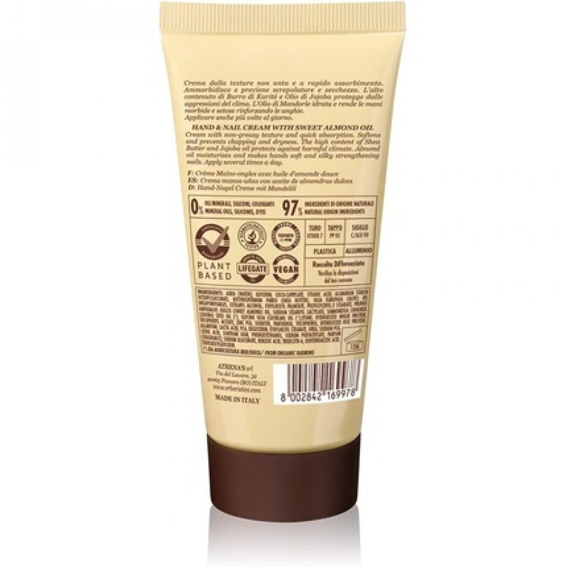 L'Erboristica di Athena's dal 1969 Hand Cream and Nail with Sweet Almond Oil 100g