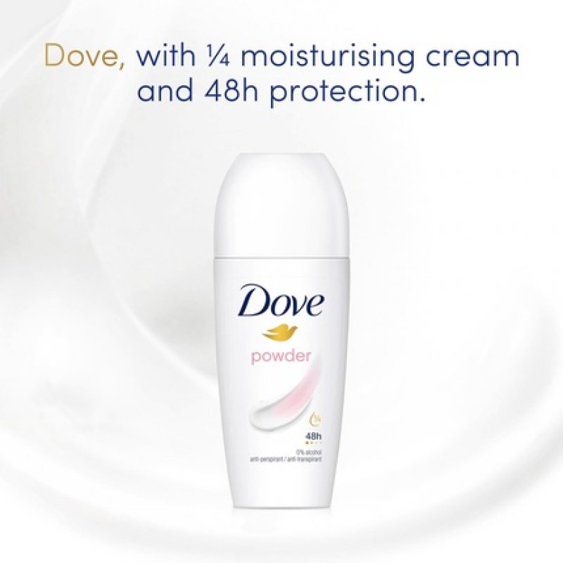 Dove Powder Anti-Perspirant Roll On Deodorant with ¼ Moisturising Cream 50ml