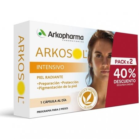 Arkopharma Arkosol Intensive 60 Capsules - Dietary Supplement for Inner Tanning and Skin Protection for All Skin Types