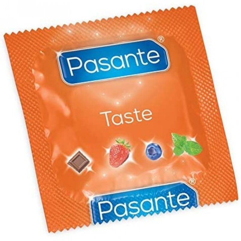 Pasante Taste Flavored Condoms for Oral Sex Blueberry Strawberry Mint Chocolate 144 Pieces