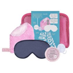 GLOV Travel Set for Women 4 in 1 Skincare Makeup Remover Towels Microfiber Satin Sleep Mask Magnet Cleanser Soap 