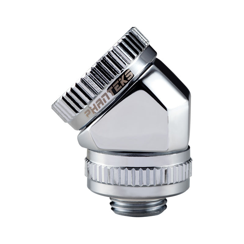 PHANTEKS Glacier Rotary Hard-Tube Fitting 16mm 45 Grad G1/4 chrome