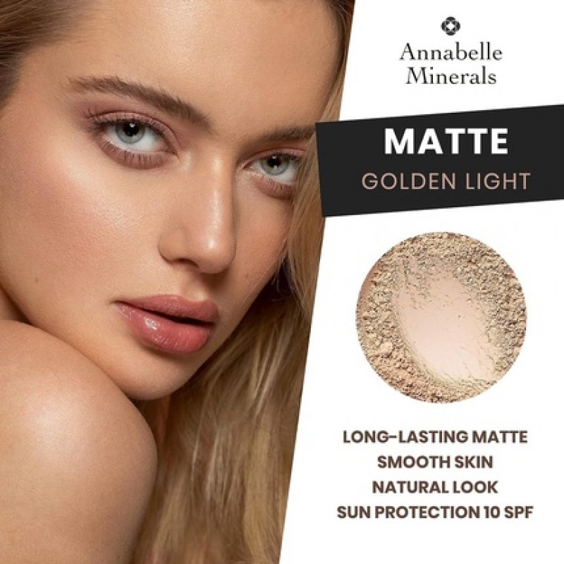 Annabelle Minerals Matte Mineral Foundation with SPF 10 Sun Protection Natural Ingredients Smooth & Natural Golden