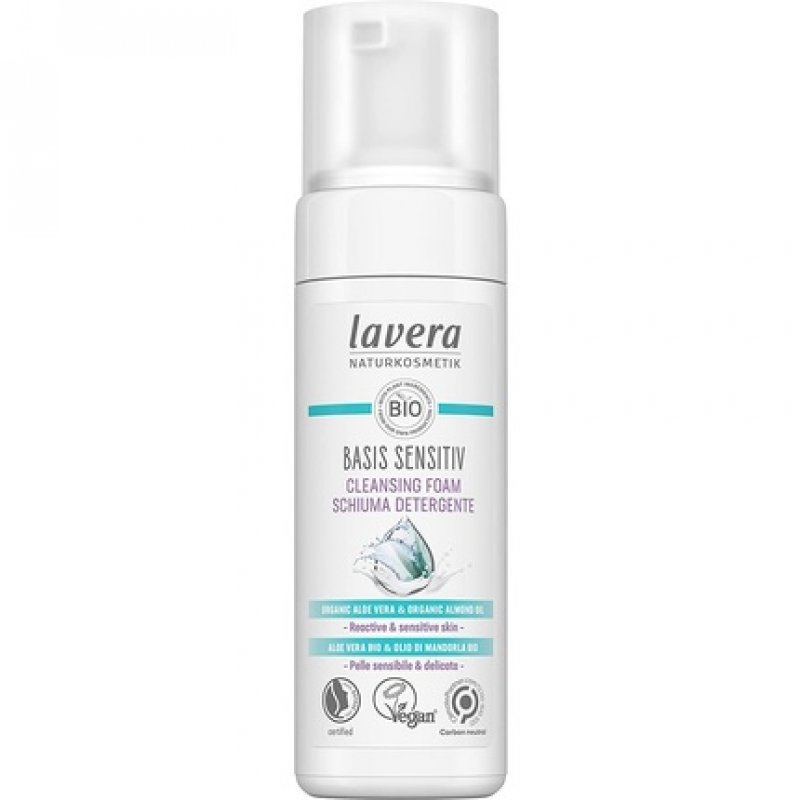 lavera basis sensitiv Cleansing Foam with Organic Aloe Vera and Almond Oil 150ml