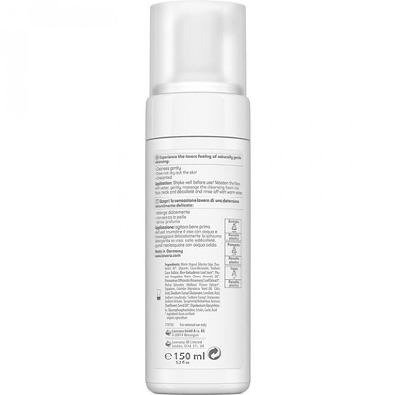 lavera basis sensitiv Cleansing Foam with Organic Aloe Vera and Almond Oil 150ml