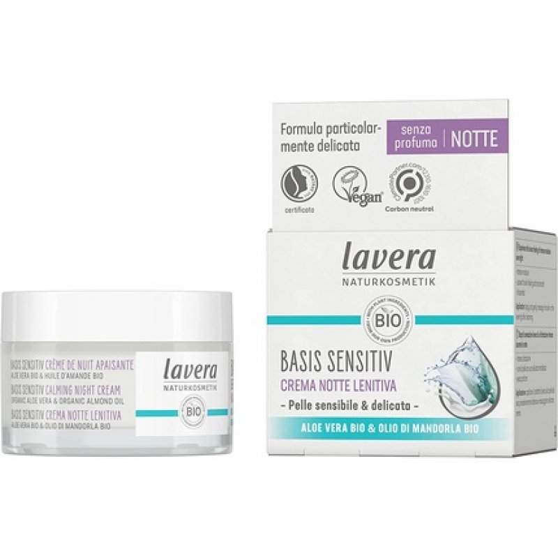 lavera basis sensitiv Calming Night Cream Organic Aloe Vera & Almond Oil Moisturizing Face Cream 50ml