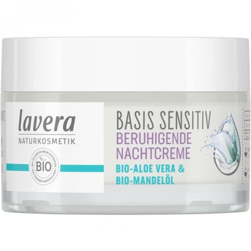 lavera basis sensitiv Calming Night Cream Organic Aloe Vera & Almond Oil Moisturizing Face Cream 50ml