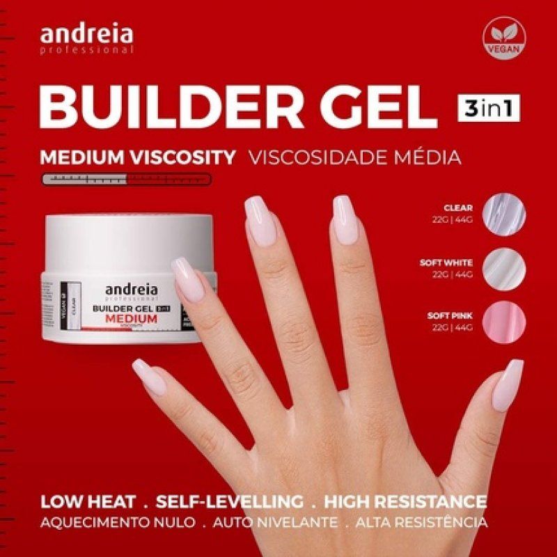 Andreia 3-in-1 Soft White Construction Gel 44g Vegan Medium Viscosity