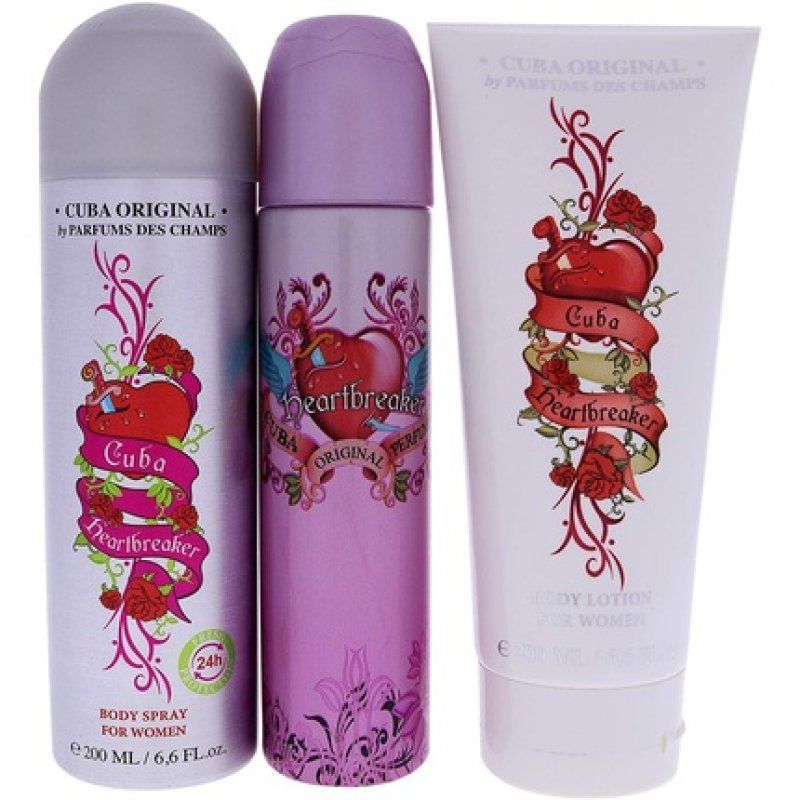 Cuba Cuba Heartbreaker For Women 3 Piece Gift Set 3.3oz EDP Spray 6.7oz Body Spray 4.3oz Body Lotion 422.90ml