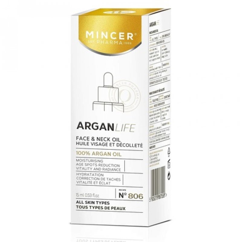 Mincer Pharma Argan Life 50 Moisturizing, Illuminating and Age Spots Reducing Face and Neck 100% Argan Oil 15ml