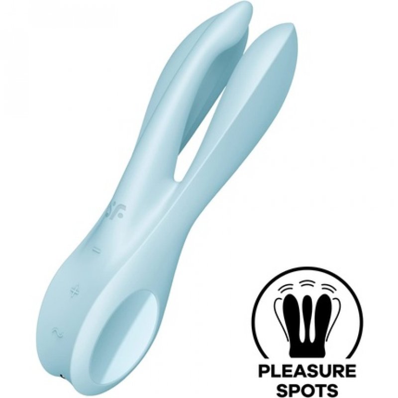 Satisfyer Threesome 1 Clitoral and Labia Stimulator 14cm with 3 Motors - Blue