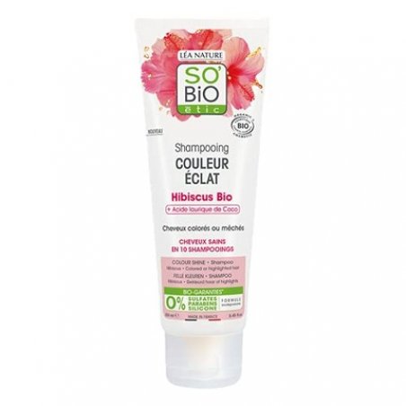 So'Bio Étic Shampoo for Colored or Highlighted Hair with Organic Hibiscus & Coconut Lauric Acid 250ml