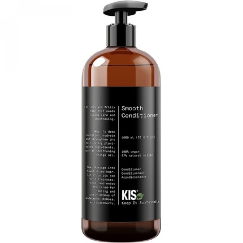 KIS Green Smooth Conditioner 1000ml for Dry and Frizzy Hair with Soothing Orange Oil - 100% Vegan and Sulphate Free