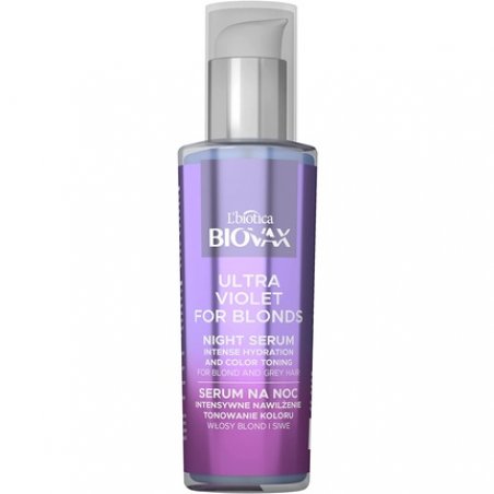 Biovax Ultra Violet Intensive Moisturising Night Tone Serum for Blonde and Grey Hair 100ml